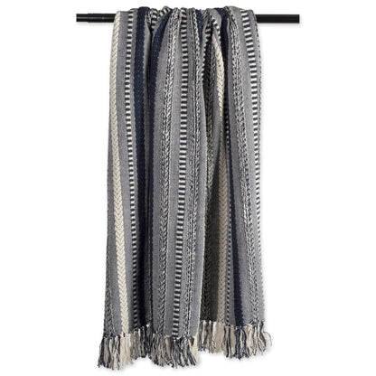 DII Braided Striped Decorative Throw Blanket, 50x60, Navy