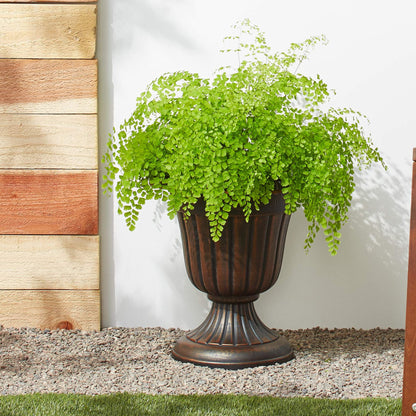 Arcadia Garden Products PL20CP Classic Traditional Plastic Urn Planter Indoor/Outdoor 10" x 12", Brushed Copper