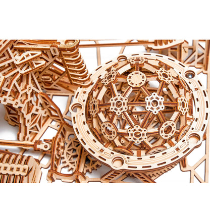 Wood Trick Wooden Marble Run Electric Motorized - 3D Wooden Puzzles for Adults to Build - 15x14 in - Roller Coaster Wooden Model Kits for Adults to Build