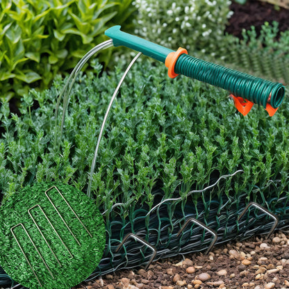 CGAIBE 50 PCS 6 Inches Galvanized Landscape Staples, 50 PCS Gaskets and 1 Pick Hook, Heavy Duty Anti-Rust Garden Stakes for Weeds Barrier Sod Fabric Decorations Ground Cover