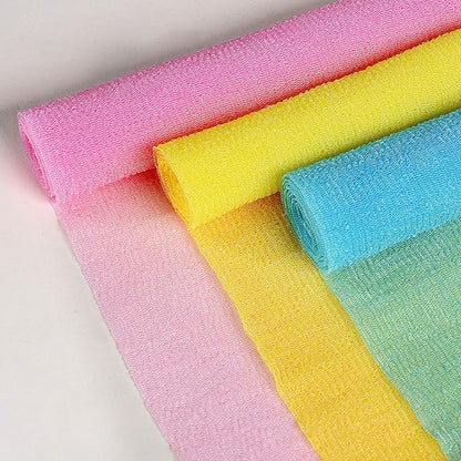 ARCH&M Exfoliating Washcloth for Shower, 35-Inch, 3 Pack | Japanese Beauty Washcloth, Back Scrubber for Daily Use, Textured Poly Nylon Body, Smoother-Looking Skin, Quick-Dry