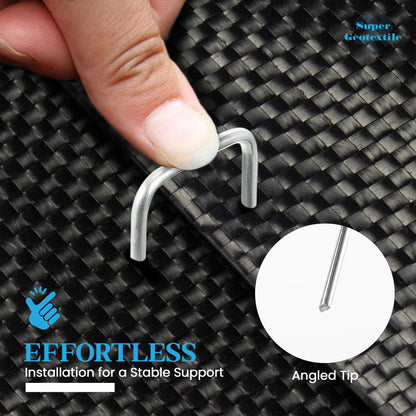 Super Geotextile Landscape Staples - Heavy Duty 11 Gauge Galvanized U-Shaped Sod Pins for Weed Barrier and Landscaping Fabric Stakes - 1" x 6" (100 pcs)