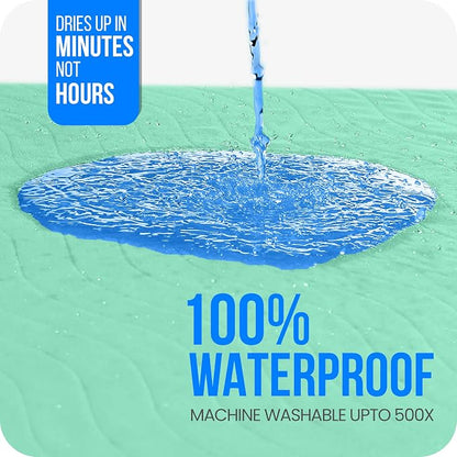 Utopia Bedding Washable Pee Pads for Dogs 34" x 36" (Pack of 4), Waterproof Incontinence Bed Pads for Adults, Elderly and Kids, Heavy Absorbency Pet Training Pads for Sofa and Couch (Green, Blue)