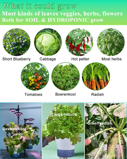 Indoor Plant Hydroponics Growing System Tower Kit with Grow light,Herb Vegetable Indoor Garden Growing System with Standing Floor Tall LED Grow Light,Height Adjustable with Timer & Metal Stand (Large)
