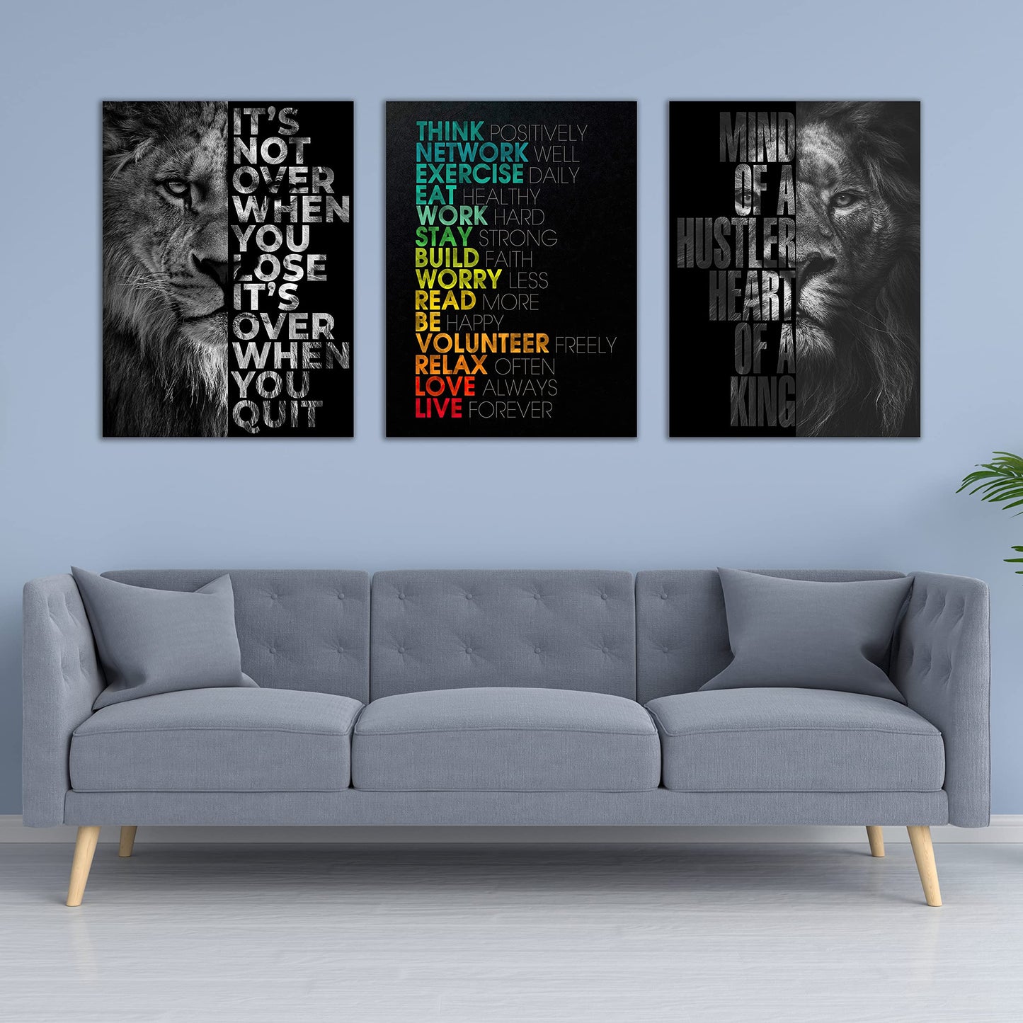 Motivational Canvas Painting Wall Art Execution Grind Hustle Inspirational Wall Art Success Entrepreneur Poster Positive Quotes Wall Poster Framed for Home Office Wall Decor[36''Wx 16''H]