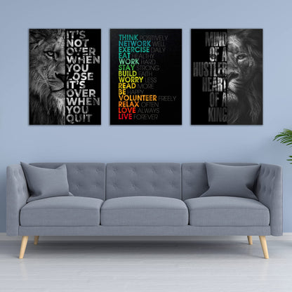 Motivational Canvas Painting Wall Art Execution Grind Hustle Inspirational Wall Art Success Entrepreneur Poster Positive Quotes Wall Poster Framed for Home Office Wall Decor[36''Wx 16''H]