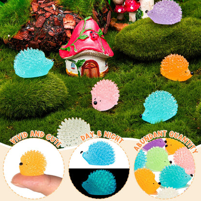 SYWHXY 120PCS Luminous Mini Resin Hedgehogs Cute Miniature Hedgehog Figures Glow in The Dark, Tiny Resin Hedgehogs Animals for Dollhouse Micro Landscape DIY Home Outdoor Decor