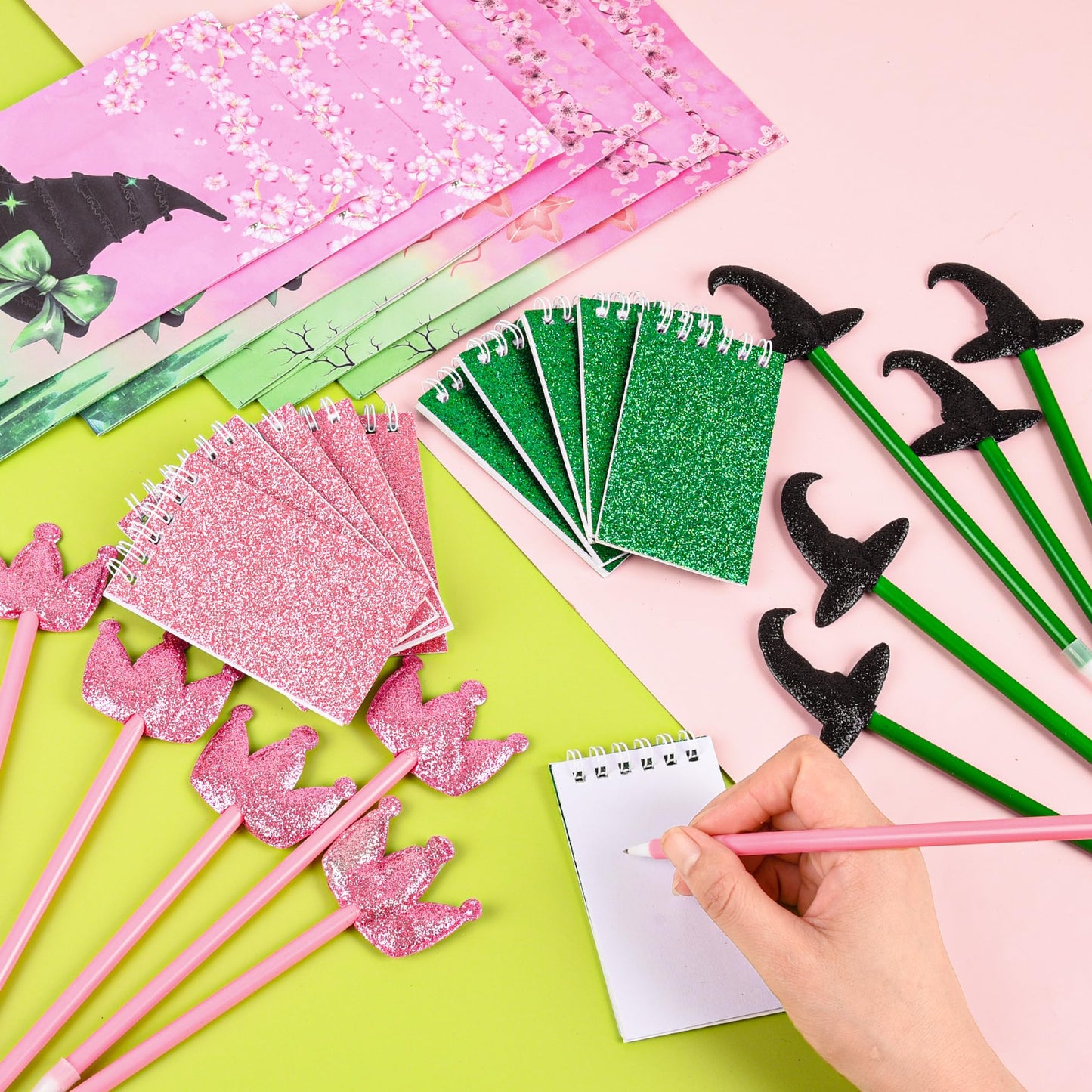LiYiQ 72 Pcs Witch Party Supplies Return Gifts for Party Halloween Teacher Gift Stationery Gifts from Teacher Straws Pen Notebooks Scrunchies Sunglasses for Classroom Exchange Birthday