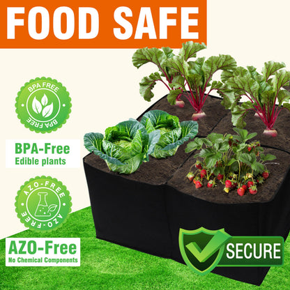 Gardzen 2 Pack Fabric Raised Garden Beds, 2x2x1 FT – 4 Grids Grow Bed for Square Foot Gardening, Planting Box for Vegetables, Herbs, Flowers