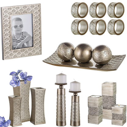 Creative Scents Dublin Silver Small Tealight Candle Holder Set of 3 - Centerpiece for Living Room and Dining Room Table Decor, Coffee Table Decor, Ideal for Fireplace, Entrance or Bathroom