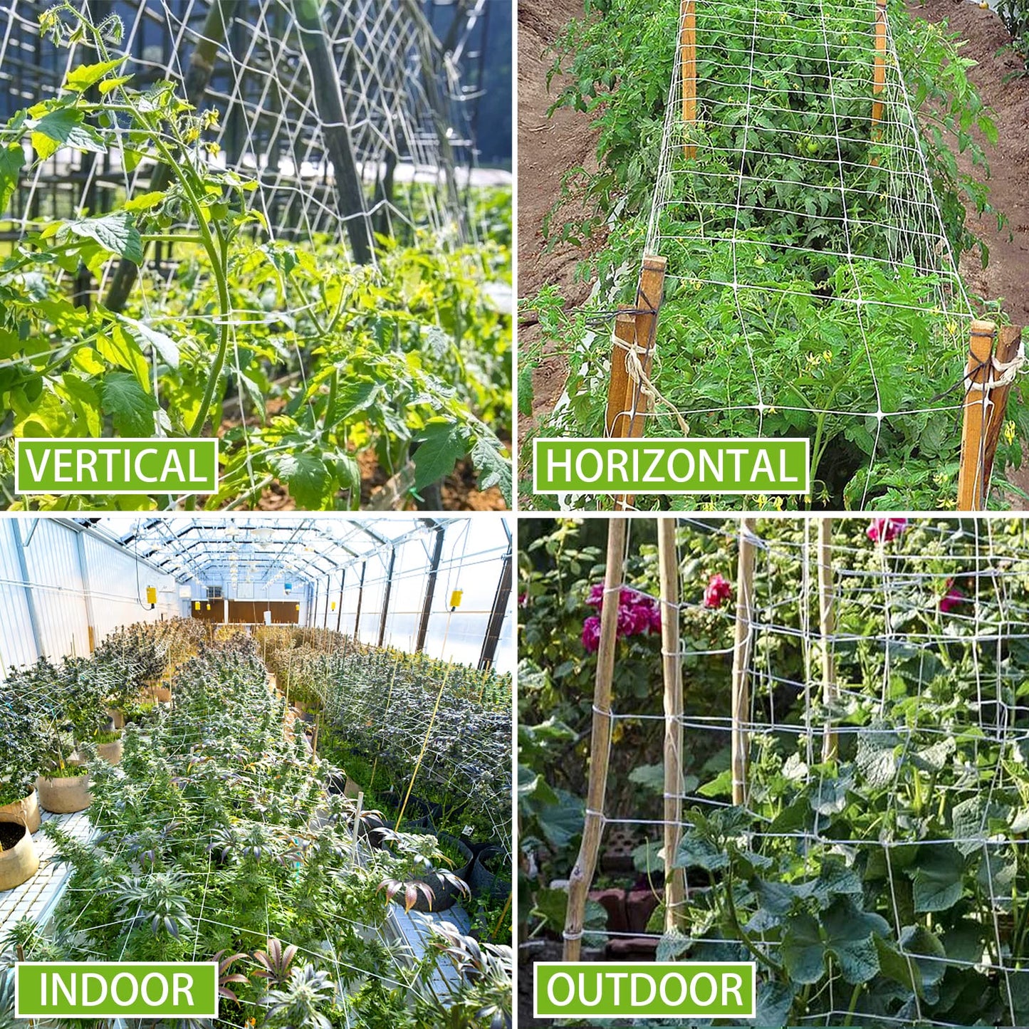 Trellis Netting, 2 Pack 5x30 Ft Garden Trellis Netting, Heavy Duty Square Mesh Outdoor Grow Vining Net for Climbing Plants, Tomatoes Peas Cucumber and Flower Plant with 50pcs Garden Ties