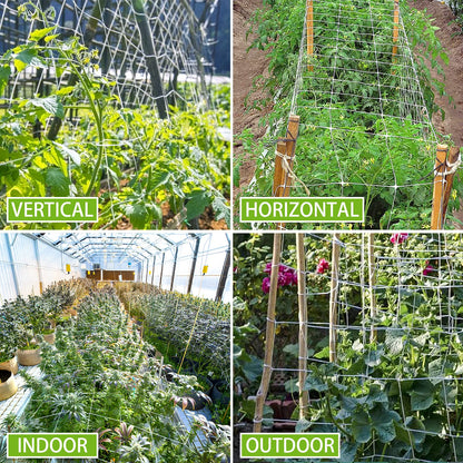 Trellis Netting, 2 Pack 5x30 Ft Garden Trellis Netting, Heavy Duty Square Mesh Outdoor Grow Vining Net for Climbing Plants, Tomatoes Peas Cucumber and Flower Plant with 50pcs Garden Ties