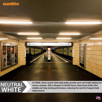 Sunlite F24T5/835/HO T5 Linear Fluorescent Lamp 24W 1800 Lumens 3500K Neutral White Miniature G5 Bi-Pin Base 40