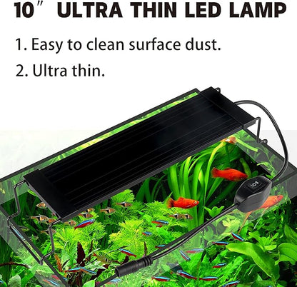 WaterRebirth Ultra-Slim Full Spectrum LED Aquarium Light with Adjustable Brackets,500LM 12W for 12Inch to 18Inch Fish Tank Lighting Fresh Water