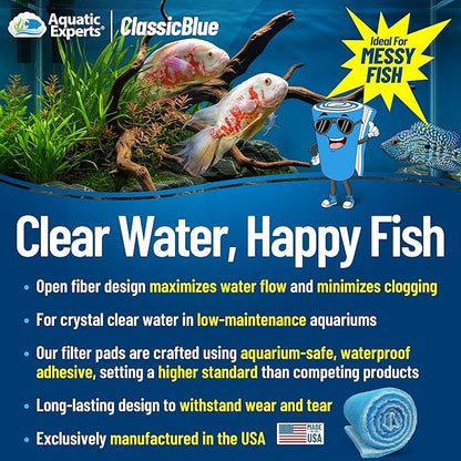 Aquatic Experts Classic Bonded Aquarium Filter Pad -12 Inches by 72 Inches by .75 Inch - Blue and White Aquarium Filter Media Roll Bulk Can Be Cut to Fit Most Filters, Made in USA