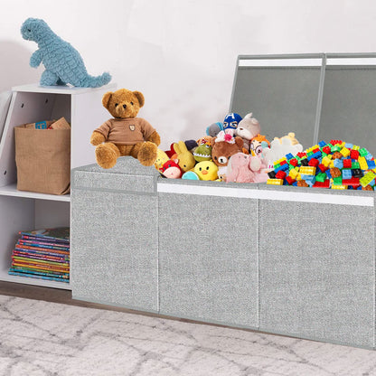 Pantryily Extra Large Toy Box for Girls Boys - Collapsible Kids Toy Chest Boxes Organizers and Storage for Livingroom,Playroom,Closet 35.8"x12.6"x16"(Grey)