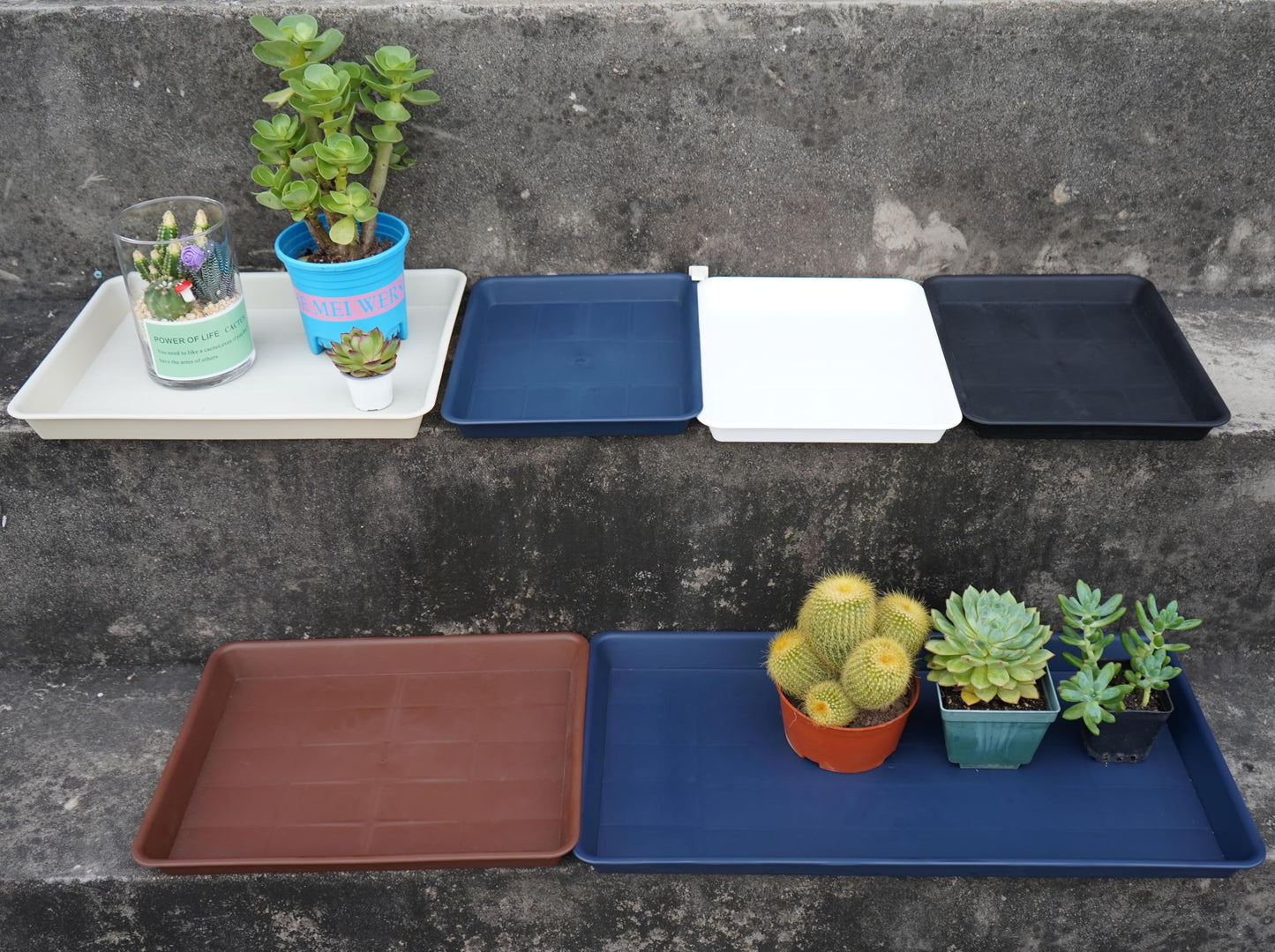 VUWEZ Plant Saucer Growing Tray, Seed Starter Tray Rectangular, Heavy Sturdy Plastic Plant Drainage Saucers, Plant Drip Trays for Pots, Seed Starter Growing Trays (11 x 9 inch, 2 Pack)