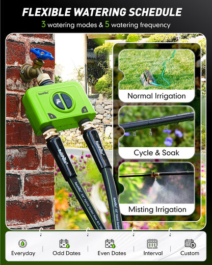 RAINPOINT WiFi Water Timer for Garden Hose, 2 Zone WiFi Sprinkler Controller, Smart Hose Timer Valve, Automatic Drip Irrigation System/Rain Delay for Garden (Brass Inlet, WiFi & Ethernet Connection)