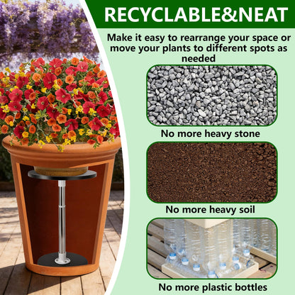 DECOHS 3 Set Adjustable Height Planter Inserts, 10.2-17.3" Rise Stainless Steel Plant Risers for Inside Pot, Planter Fillers Plant Lift Inserts for Large Pots Tall Taper Planters 6" 8" 10" Base or Top