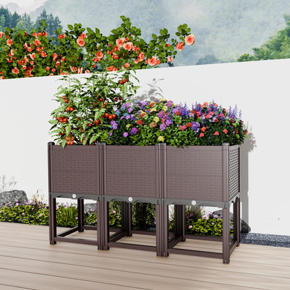 Growchum DoCred 5-Tier Vertical Garden Bed, PP Raised Planter Box, Cascading Tiered Herb Garden Planter for Vegetables Flowers, Space Saving Outdoor Indoor Patio Balcony Garden, Gray