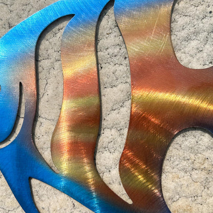 LiveInUrban Coastal Wall Art Angelfish Metal Wall Sculptures, Ocean Beach Themed Metal Hanging Home Decoration 3PCS 9.9"x7.8"