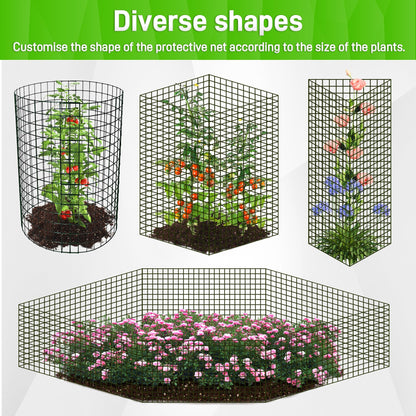 8 Pack Plant Protectors from Animals, 13.8"x 12" Wire Plant Protector, Wire Cages for Plants with Stakes and Cable Ties, Metal Plant Cages for Plants, Vegetables, Flowers