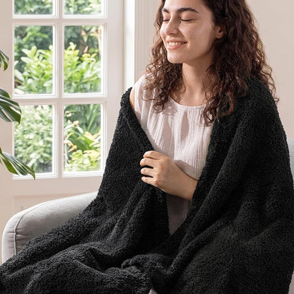 Exclusivo Mezcla Fleece Twin Size Bed Blanket, Ultra Soft, Lightweight and Fuzzy Black Blanket for Women, Home Decor, 60x80 Inches