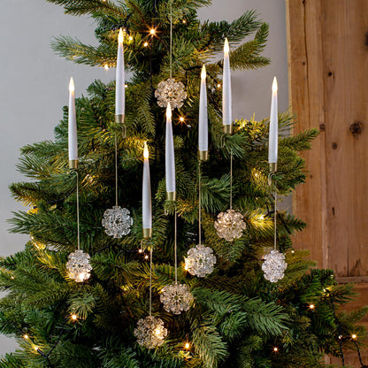 LUSHARBOR Christmas Tree Candles, 10 Pack Flameless Taper Candles for Christmas Tree, LED Battery Operated Fake Candle with Remote for Xmas Wedding Decor with Crystal Snowflake Hook