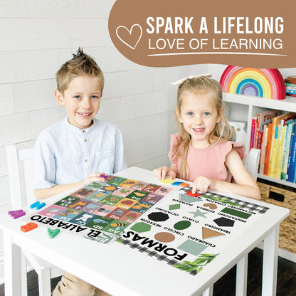 Hadley Designs Spanish Posters for Classroom - 12 Bilingual Educational Posters for Spanish Classroom Decorations Must Haves, Calendario y Alfabeto en Español Para la Pared, Farmhouse Teacher Supplies