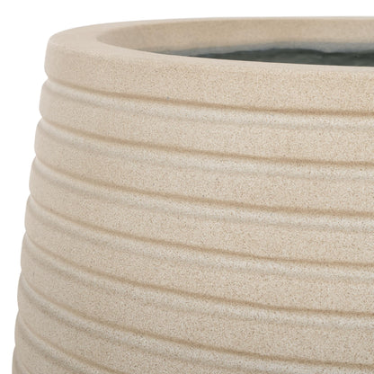 SAFAVIEH Outdoor - Jasper Beige Cement Ficonstone Planter Pot Set of 2 with Drainage Hole, Frost Resistant Garden Planters for Patio, Deck, Indoor Outdoor Use (PAT1535B-SET2)