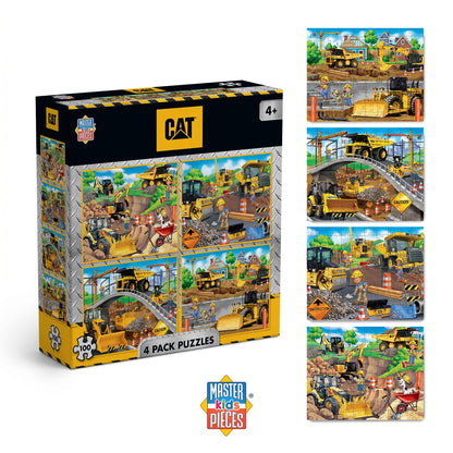 MasterPieces – Jigsaw Puzzle Set for Kids 6+ Years, 4-Pack of 100 Pieces, Educational and Fun Game, Caterpillar Collection, Gift Idea for Children, 8" x 10
