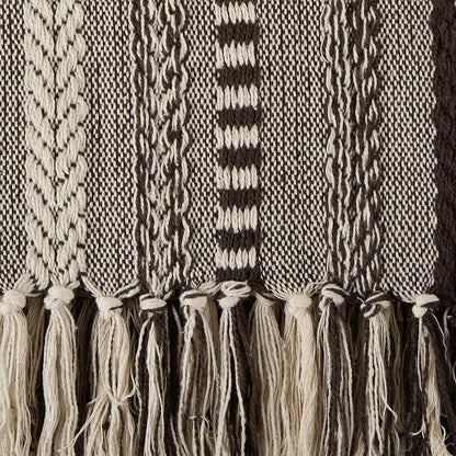 DII Braided Striped Decorative Throw Blanket, 50x60, Dark Brown