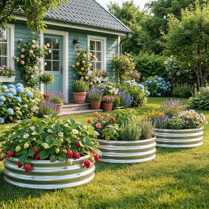 Land Guard 2 Pack 2×2×1ft Galvanized Raised Garden Bed, Planter Raised Garden Beds Outdoor, Round Clearance Raised Garden Beds for Gardening Vegetables……