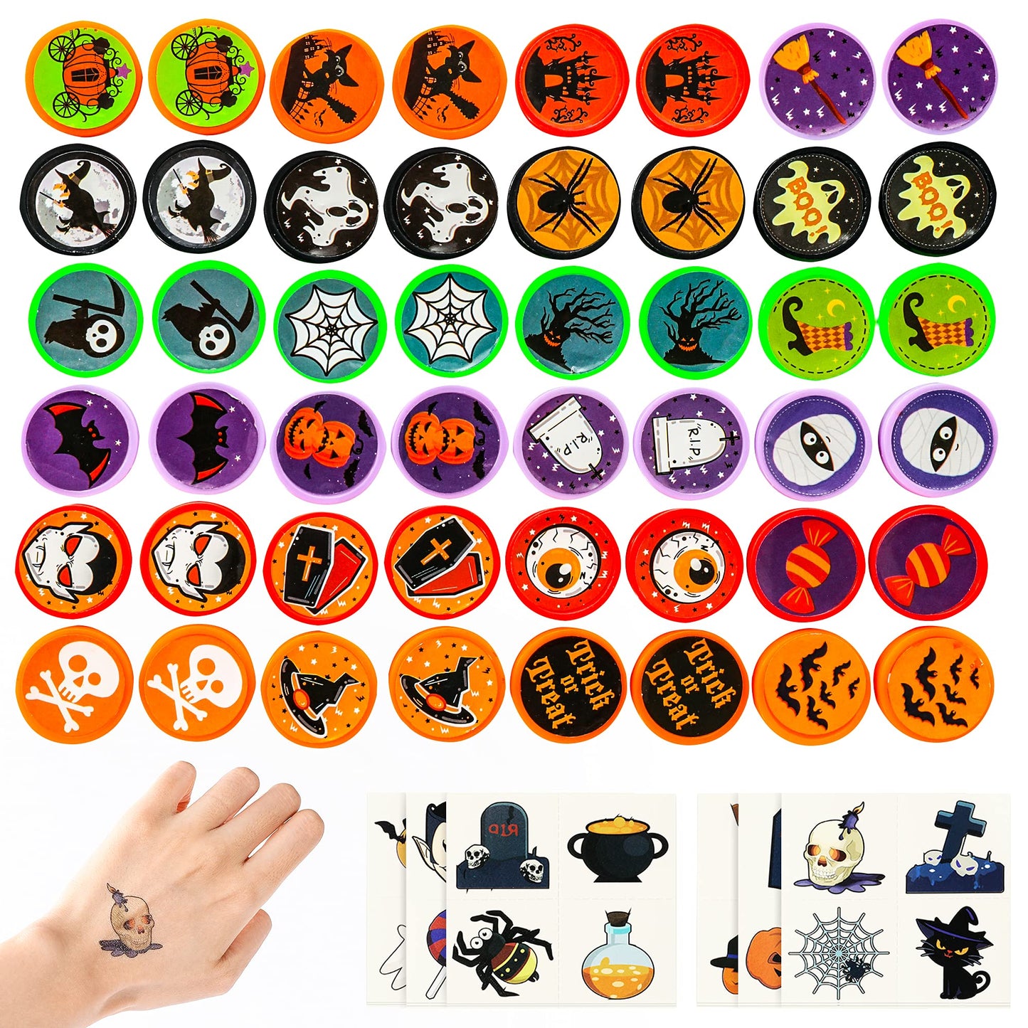 Max Fun 192pcs Halloween Party Favors Toys Stamps Halloween Stickers for Kids Halloween Party Supplies, Goodies Bags, Classroom Game Reward Prizes(Halloween)