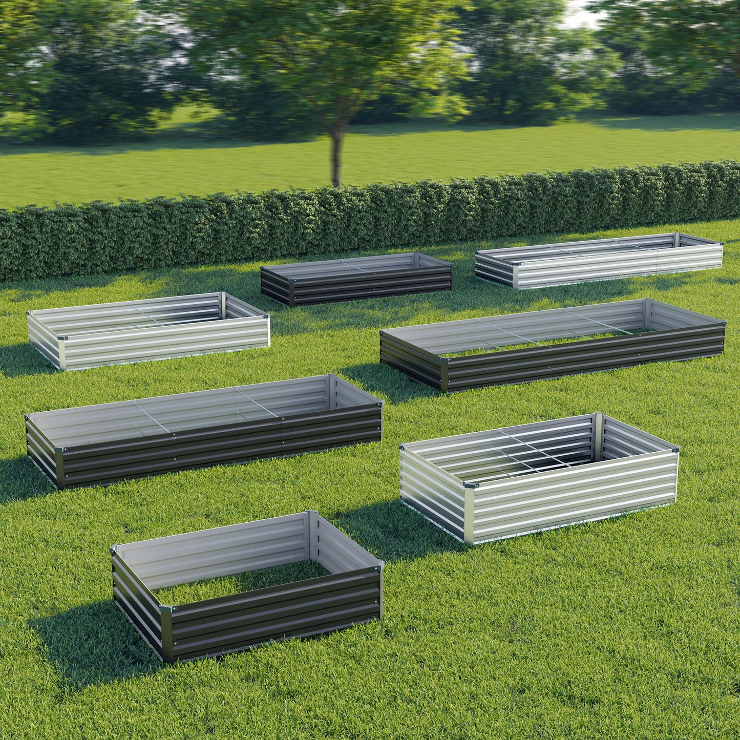zunatu 10x2x1ft(2 Pack) Galvanized Raised Garden Bed,Outdoor Planter Boxes Metal Patio Kit Planting Bed for Vegetables Flowers,Silver