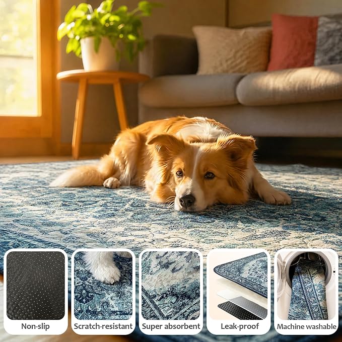 Washable Pee Pads for Dogs, Reusable Puppy Potty Training Pads, Ultra-Absorbent Thick Waterproof Leak-Proof Non-Slip Pads & Mat for Crate, Playpen, Floor, Whelping & Housebreaking , 2 Pack 24"x48"
