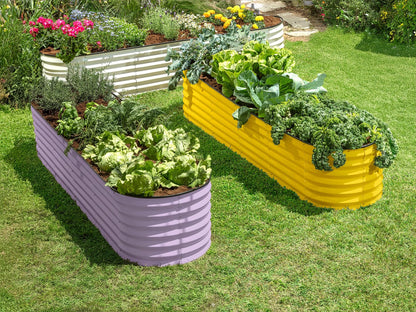 9-in-1 Galvanized Steel Raised Garden Bed // 8×2×1.5 ft Modular Planter for Gardening, Vegetables, Flowers // 18" Tall Metal Raised Garden Beds Outdoor (Lavender) // Patented Design Planter Box