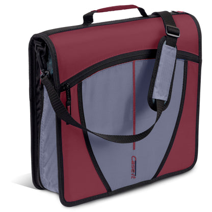 Case-it Mighty Zip Tab School Zipper Binder | 3-Inch O-Rings, 600-Sheet Capacity, 5-Subject Expanding File Folder, Multiple Pockets & Storage Organizer, Shoulder Strap | D-146 Red Burgundy