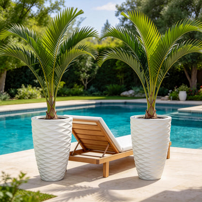 Ultym 19" Nordic Wavy Tall Outdoor Planters, Set of 2 Ultra Durable Resin Large Flower with Drainage Holes, Weather-Resistant Outdoor Planters for Garden Patio Porch Balcony Living Room Office Decor