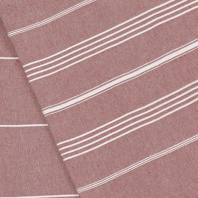 Bersuse Towels Anatolia XL Beach Blanket Throw Blanket Turkish Towel 100% Cotton Extra-Large Quick-Dry Lightweight Premium Peshtemal Towel - 61x82 Inches, Burgundy (Set of 6)