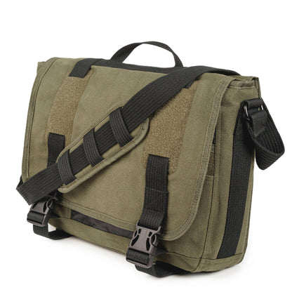 Sweetbriar Classic Premium Messenger Bag with Laptop Compartment - Fits up to 16"" Laptops or Macbooks - Vintage Cotton Canvas Shoulder Bag, Olive Drab