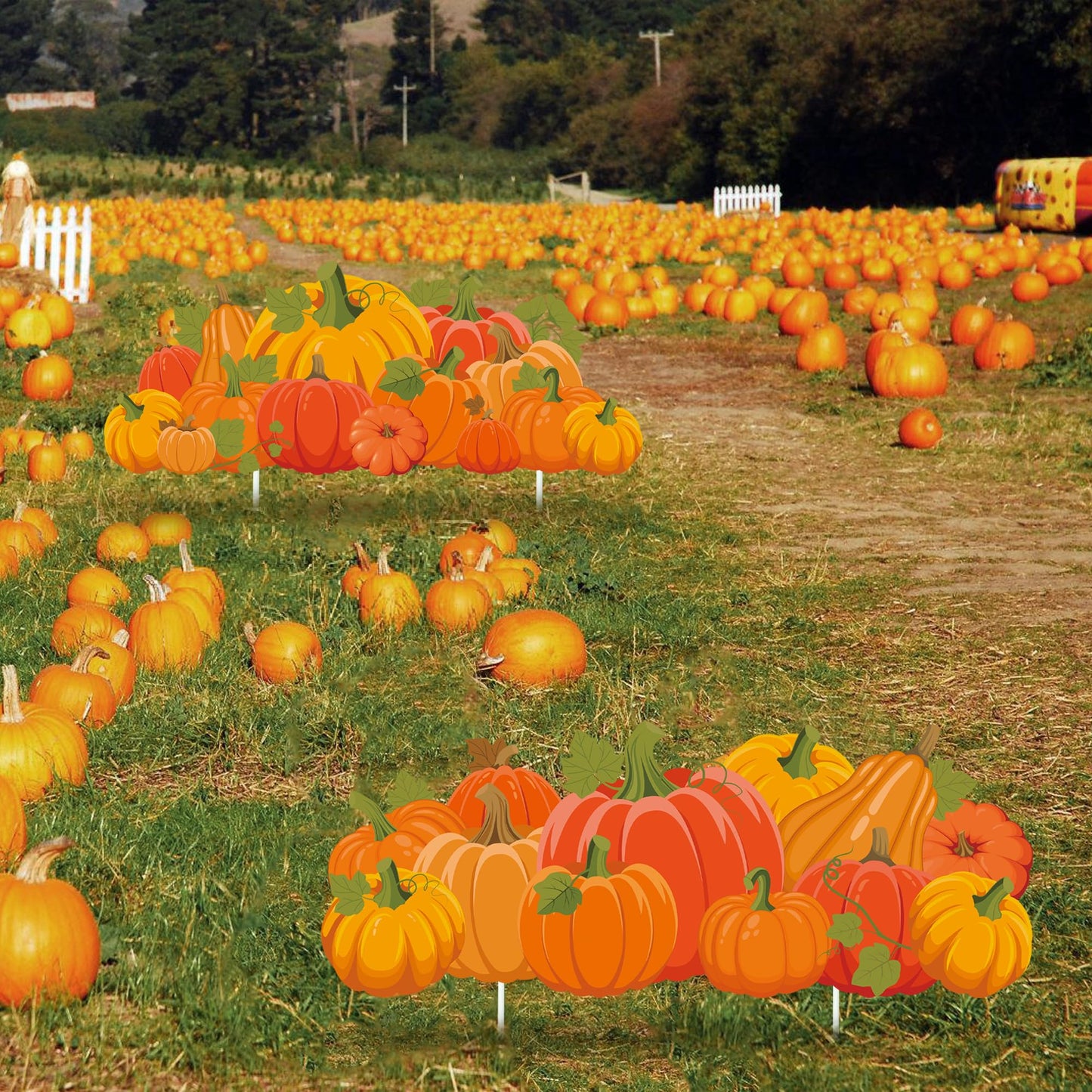 Fall Yard Signs Decorations Thanksgiving Pumpkin Yard Stakes Outdoor Lawn Sign with Stakes for Autumn Pumpkin Patch Thanksgiving Harvest Lawn Patio Garden Decor, 30 Inch