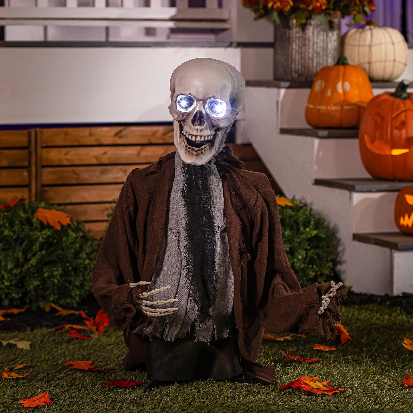 Evergreen Animated Groundbreaker Zombie for Halloween Outdoor Decoration, Sound Activated Zombie with Sporky Sound & Glowing Eyes, Halloween Props for Graveyard Lawn Yard Haunted House Decor