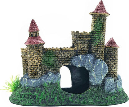 M2cbridge Aquarium Decor Castle Shipwreck Ornament Underwater Landscape(Yellow Castle)