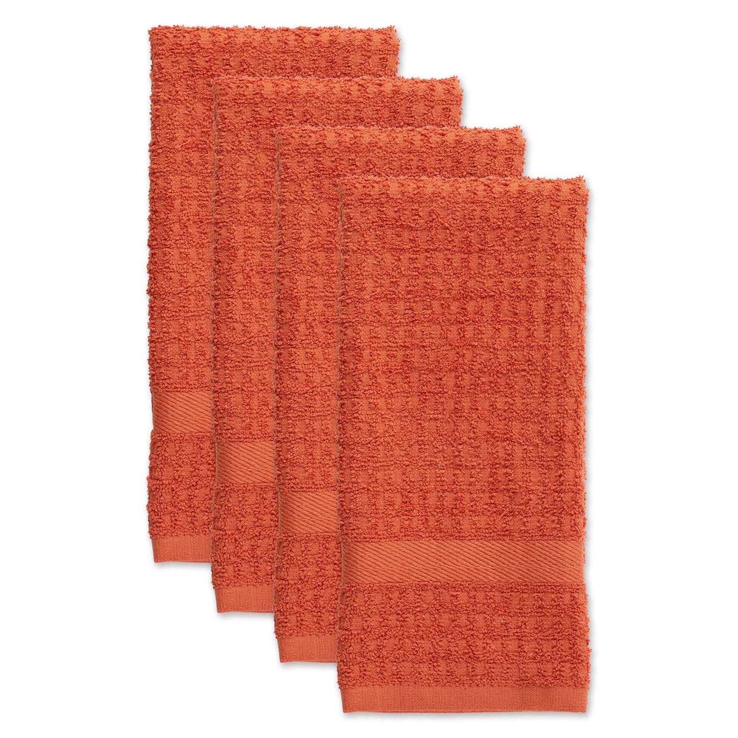 DII Basic Terry Collection Waffle Dishtowel Set, 15x26, Solid Spice, 4 Piece