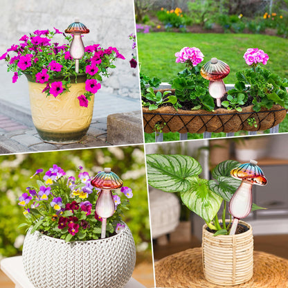 Plant Watering Globes Mushroom, Rainbow Gradient Color Plant Watering Devices, Self Watering Planter Insert, Self Watering Globes - Watering Bulbs for Indoor Plants for Travel Vacation (4 PCS)