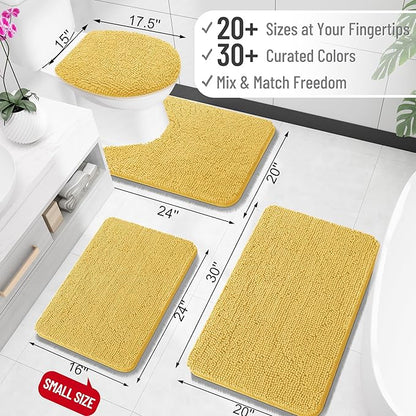OLANLY Bathroom Rugs 32x20, Extra Soft Absorbent Chenille Bath Rugs, Rubber Backing Quick Dry, Machine Washable Bath Mats for Bathroom Floor, Tub and Shower, Home Decor Accessories, Yellow