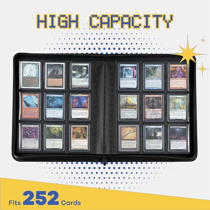 9-Pocket Toploader Binder, Clovecat Premium Card Book， Holds 252 Trading Card with 20 Removable Top-loader Sleeves，PU Card Holder Folders,Card Album for MTG, TCG, Yugioh, Game & Sports Cards(Red)
