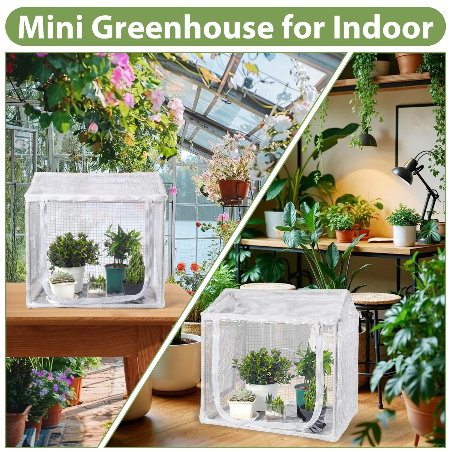 Mini Greenhouse for Indoor Plants, Fully Enclosed Mini Indoor Greenhouse with Top Opening, Waterproof Small Indoor Greenhouse for Nursery & Germination