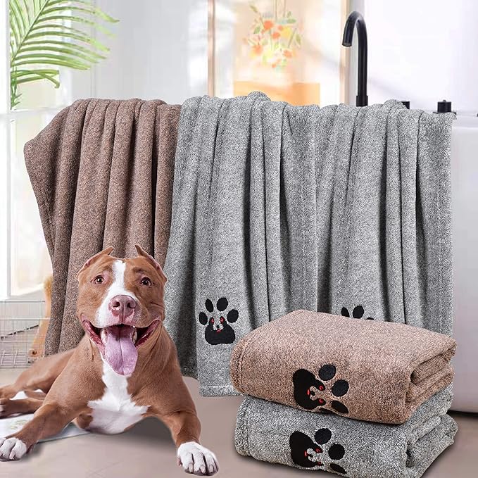 Dogvingpk Medium Dog Towel 1 Pack, Super Absorbent Soft Quick Drying Microfiber Pet Bath Towels for Medium & Small Dogs (M-36" * 28", Grey)
